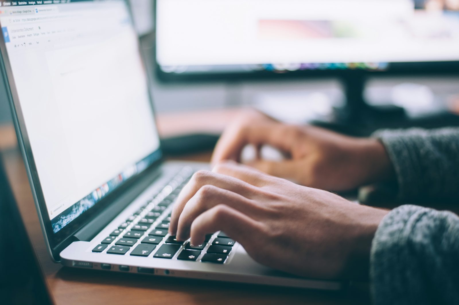 A person working at a laptop